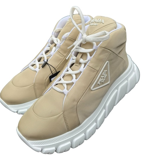 NWB PRADA***Nylon Lace-Up Mid-Top Sneakers****EU 39.5 US 9.5 $1020 - Picture 7 of 11
